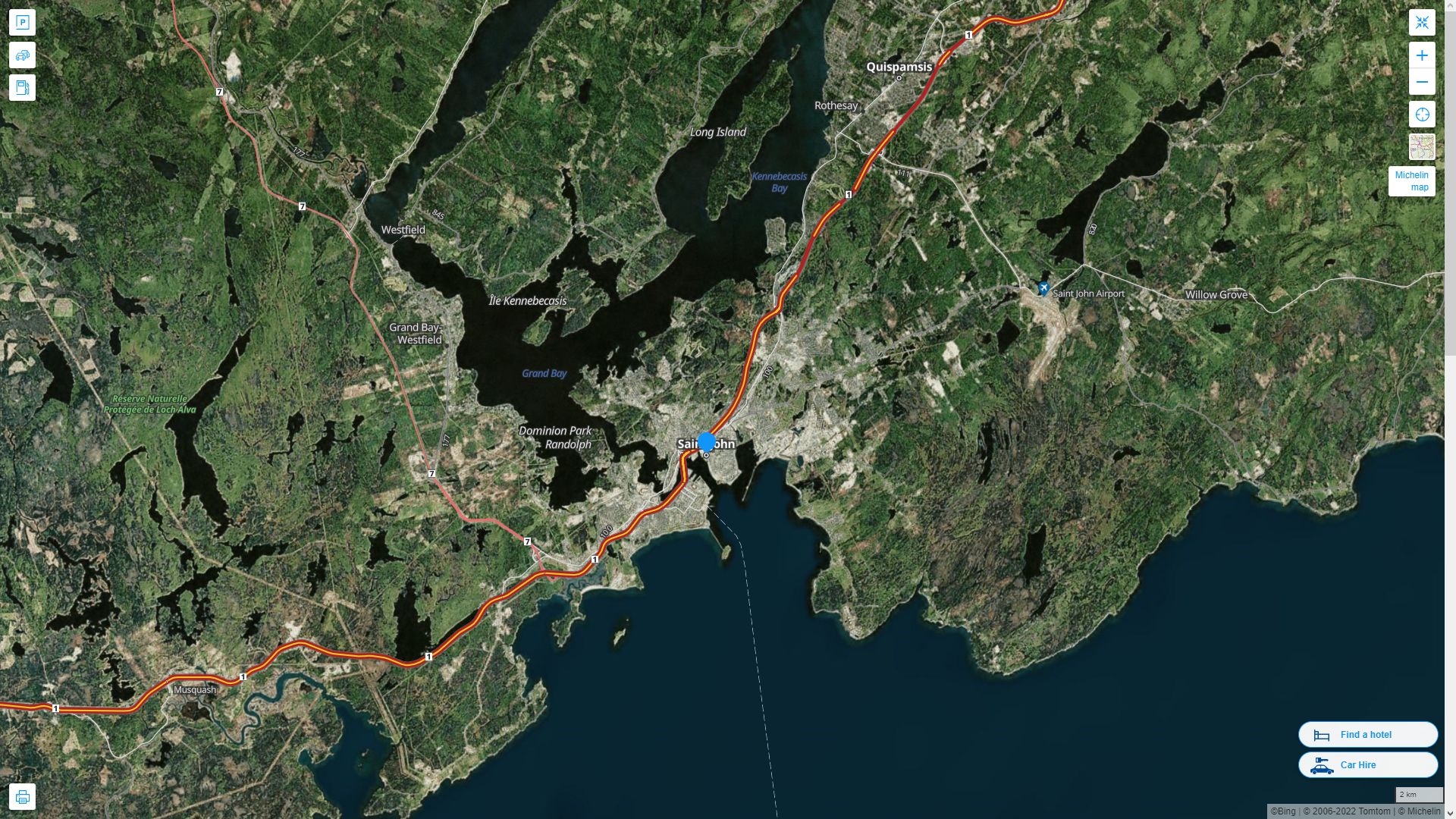 Saint John Highway and Road Map with Satellite View